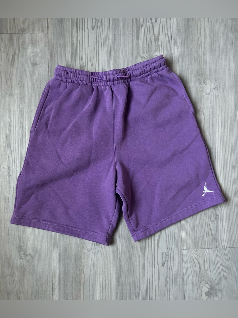 Kids Jordan Purple Fleece Athletic Shorts with White Jumpman